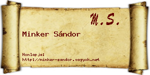 Minker Sándor névjegykártya